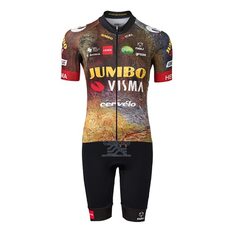 Jumbo Visma Ropa Ciclismo Culotte Corto 2023 Hombre Mangas Cortas Verde